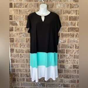 Tianna B Color Block Dress Black Mint Cream Size 18 NWT